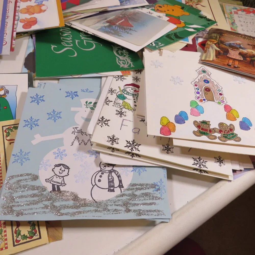 CHRISTMAS - WINTER Greeting Cards (Used) and other Craft Items MIXTURE